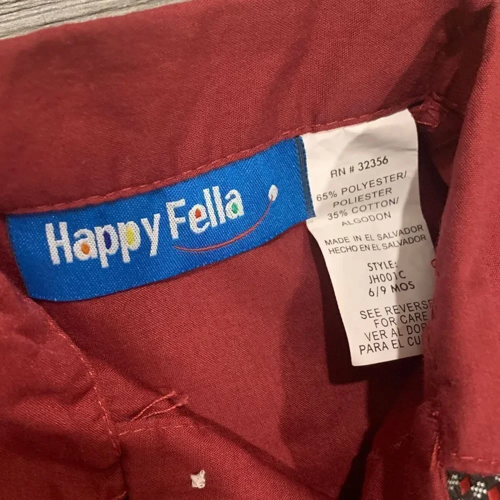 Take 50% OFF- Happy Fella Red Shirt with Brown Vest, Size-6/9M